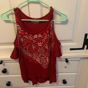 Shoulder Cutout Flowy Top